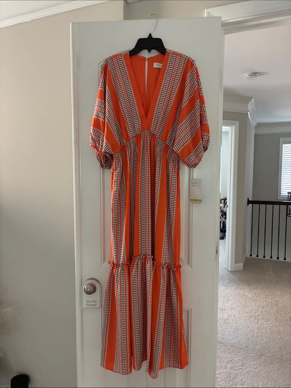 Taylor Orange and White Striped V-Neck Maxi Dress